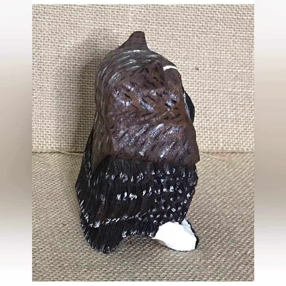 Carved Wood Owl Figurine Bird Cottage Goblin Gremlin Core Wildlife Woodland - Picture 4 of 7